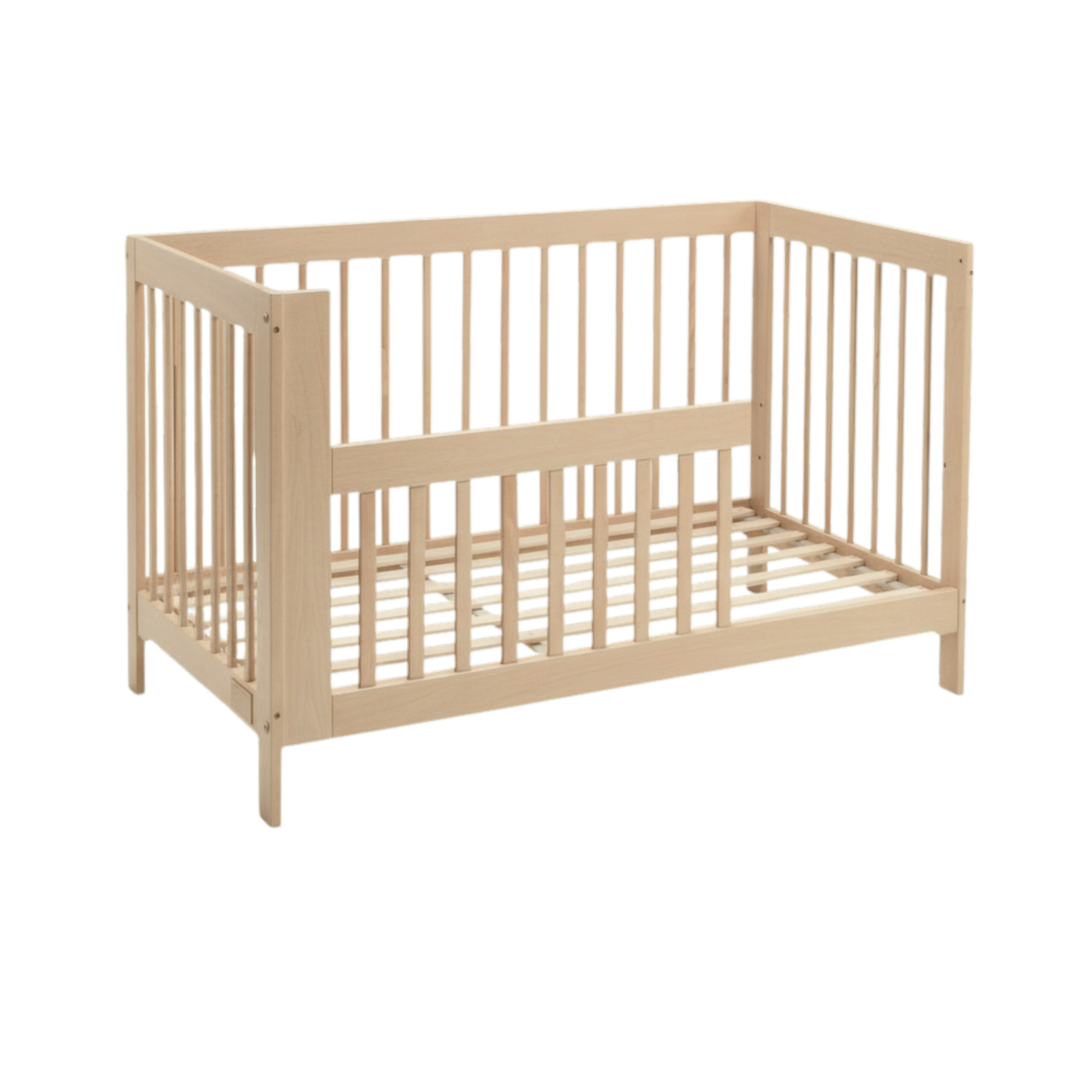 Toddler Safety Rail for Beige crib on a white background
