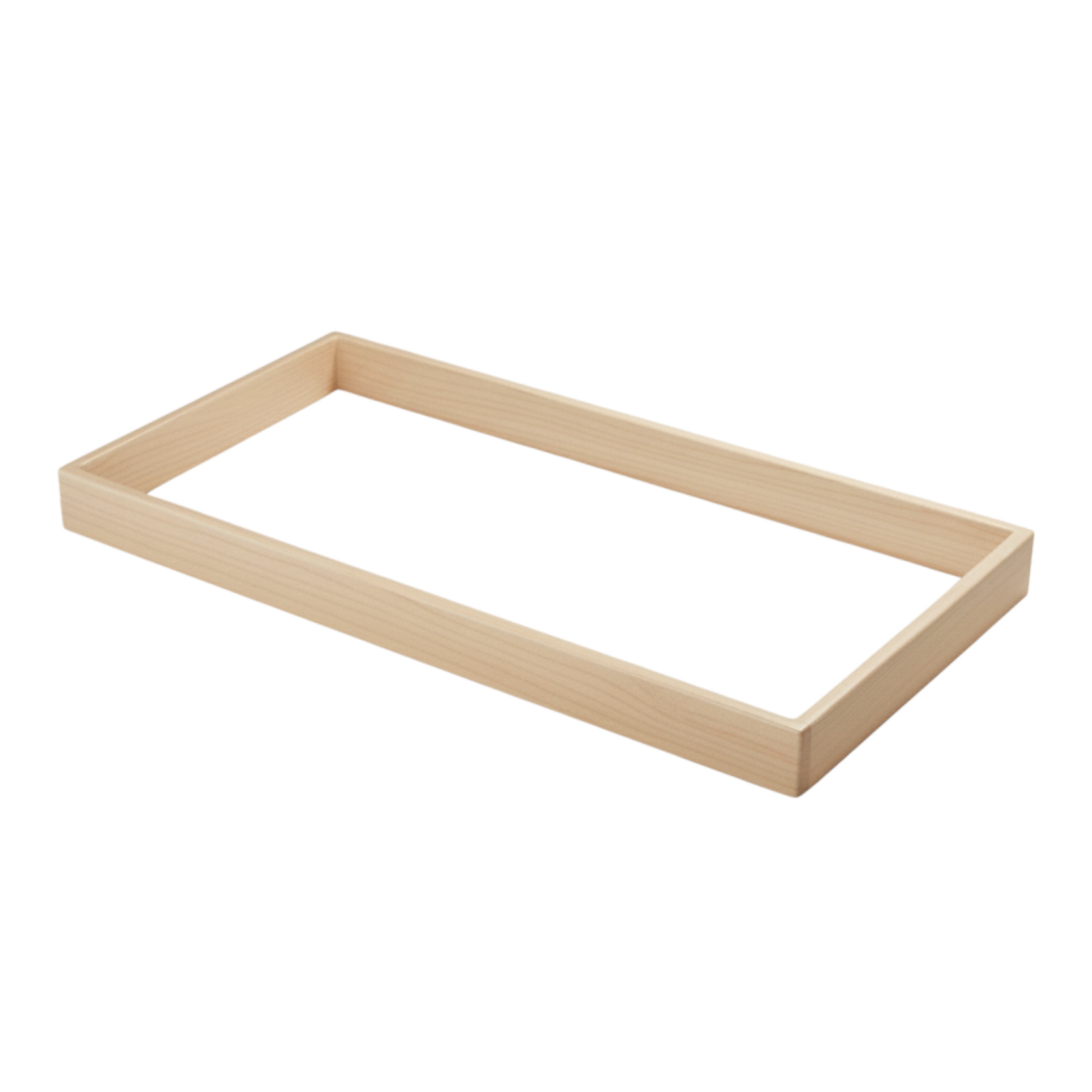 Rectangular wooden frame on a white background