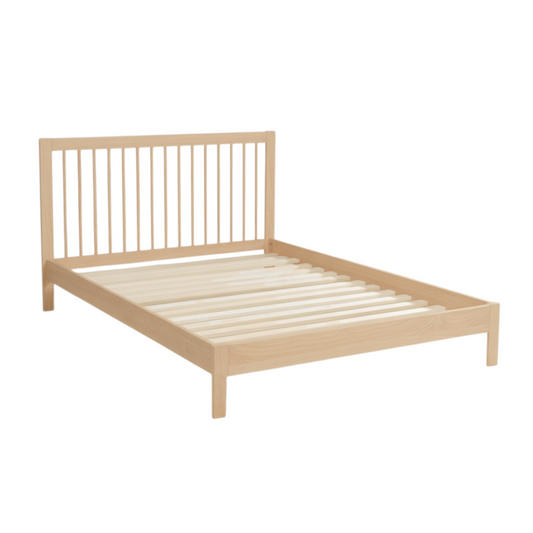 Beige metal Twin bed frame on a white background