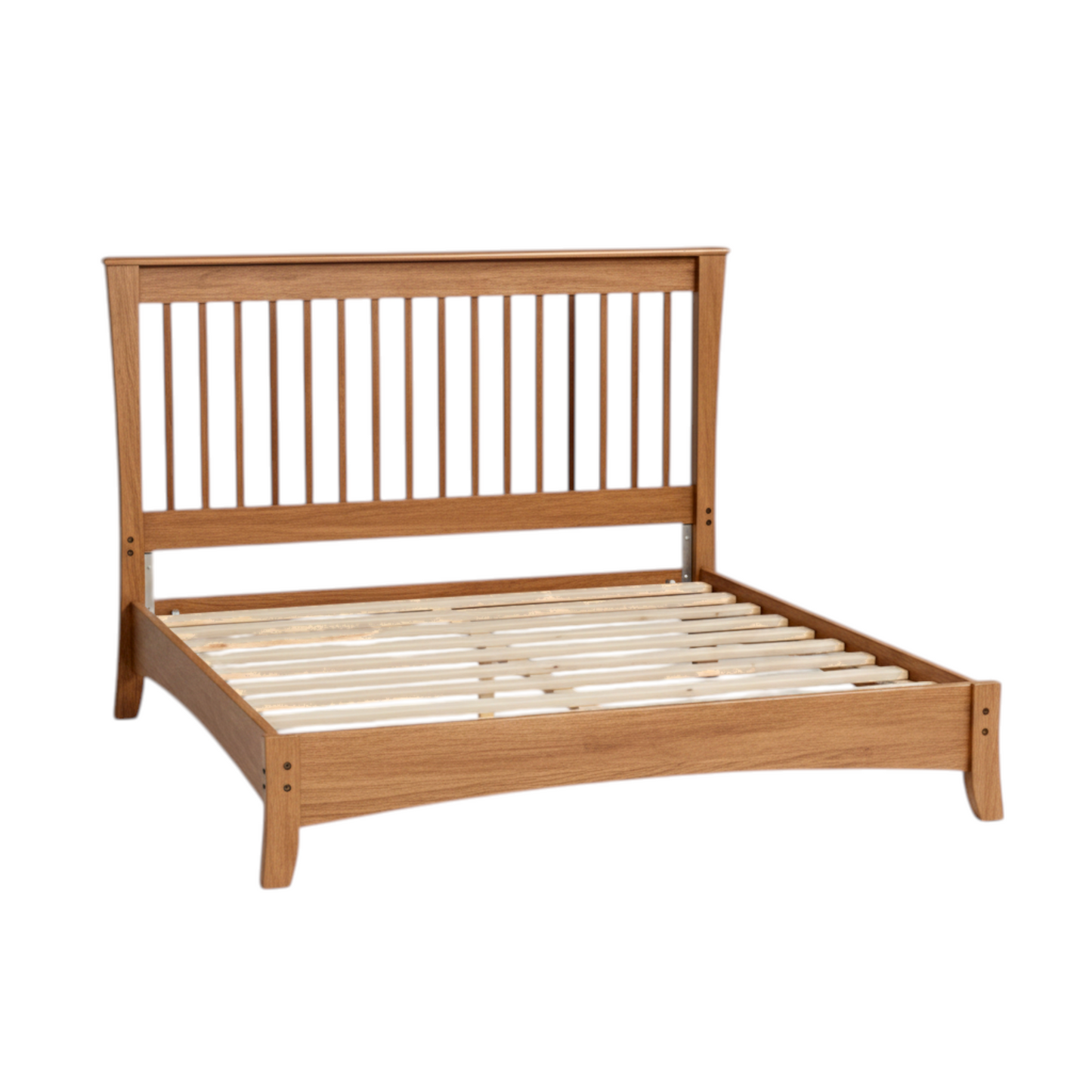 Twin Size Slat Headboard Wooden bed frame on a white background