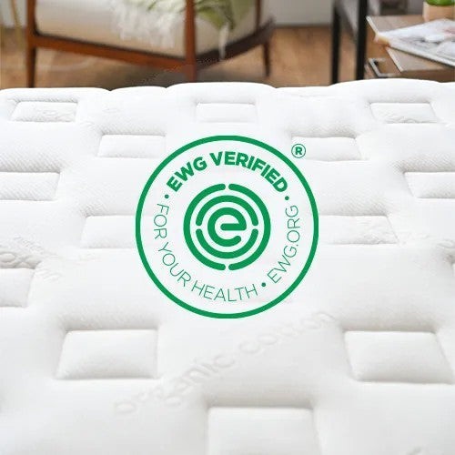 Modugreen Baby Gentle Start breathable crib mattress with 3D lattice cover and EWG VERIFIED certification seal.