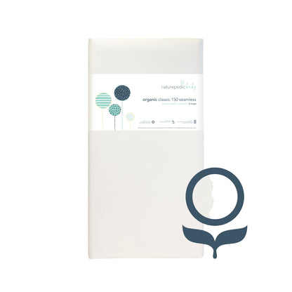 Modugreen Baby organic cotton 2-stage crib mattress with seamless waterproof surface and firm innerspring core.