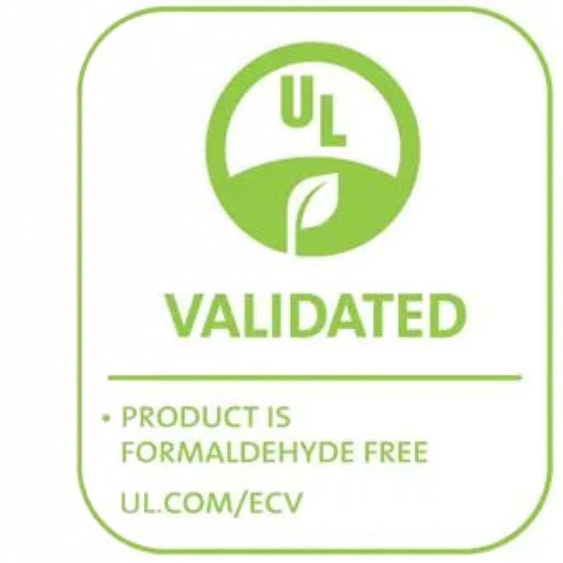 Modugreen Baby UL Validated seal confirming the Gentle Start Breathable Cover is formaldehyde-free for nursery safety.